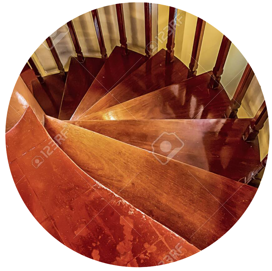 143736703-staircase-with-spiral-descent-stacked-wooden-steps-covered-with-dark-brown-varnish-traditional